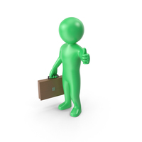 Green Stickman Holding Briefcase PNG & PSD Images