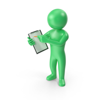 Green Stickman Holding Clipboard PNG & PSD Images