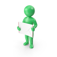 Green Stickman Holding Letter PNG & PSD Images