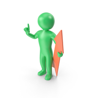 Green Stickman Holding Pointer PNG & PSD Images