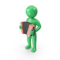 Green Stickman Playing Accordion PNG & PSD Images