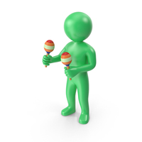 Green Stickman Playing Maracas PNG & PSD Images
