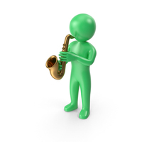 Green Stickman Playing Saxophone PNG & PSD Images
