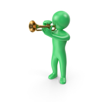 Green Stickman Playing Trumpet PNG & PSD Images
