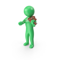 Green Stickman Playing Violin PNG & PSD Images