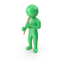 Green Stickman Playing Flute PNG & PSD Images