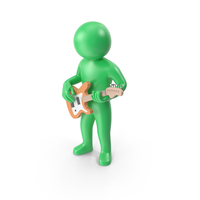 Green Stickman Playing Guitar PNG & PSD Images