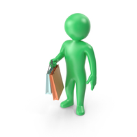Green Stickman Shopping PNG & PSD Images