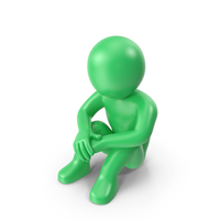Green Stickman Sitting On Ground PNG & PSD Images