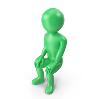 Green Stickman Sitting PNG & PSD Images