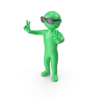 Green Stickman Wearing Sunglasses PNG & PSD Images