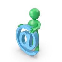 Green Stickman With Email Sign PNG & PSD Images