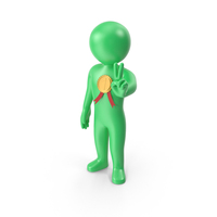 Green Stickman With Gold Medal PNG & PSD Images