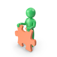 Green Stickman With Puzzle Piece PNG & PSD Images