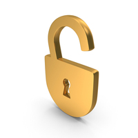 Open Lock Icon Gold PNG & PSD Images