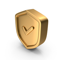 Gold Shield With Check Icon PNG & PSD Images