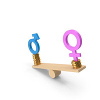 Gender Inequality On Seesaw Male Privilege with Coins PNG & PSD Images