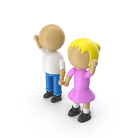 Cartoon Simple Character Male and Female Holding Hands PNG & PSD Images