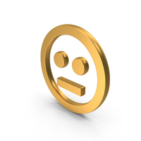 Out Line Face Icon Gold PNG & PSD Images