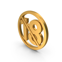 Gold Under Eighteen Years Not Allowed Symbol PNG & PSD Images