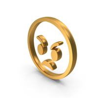Angry Face with Circle Icon Gold PNG & PSD Images