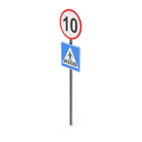 Crosswalk and Speed Limit Street Sign PNG & PSD Images