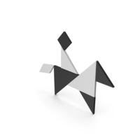 Black And White Tangram Riding Man Symbol PNG & PSD Images