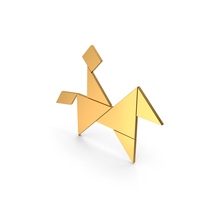 Tangram Riding Man Symbol Gold PNG & PSD Images