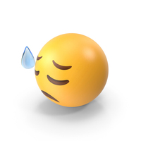 Downcast Face With Sweat Emoji PNG & PSD Images