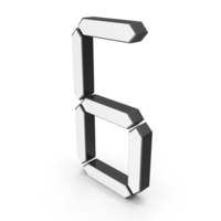 Black & White Digital Number 6 PNG & PSD Images