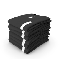 Folded TShirt Round Neck 7 Pile Black PNG & PSD Images
