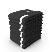 Folded TShirt Round Neck 10 Pile Black PNG & PSD Images