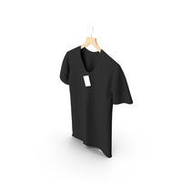Black Hanging V Neck T-Shirt PNG & PSD Images