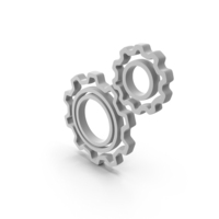 Double Gear Setting Icon Silver PNG & PSD Images