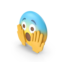 Face Screaming In Fear Button Emoji PNG & PSD Images