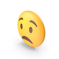 Worried Face Button Emoji PNG & PSD Images