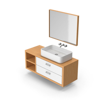 Wooden Bathroom Cabinet And Sink PNG & PSD Images
