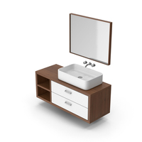 Bathroom Furniture And Sink Dark Wood PNG & PSD Images