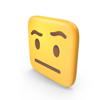 Face With Raised Eye Brow Square Emoji PNG & PSD Images