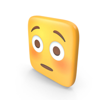 Flushed Face Square Emoji PNG & PSD Images