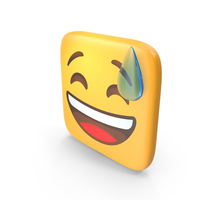 Grinning Face With Sweat Square Emoji PNG & PSD Images