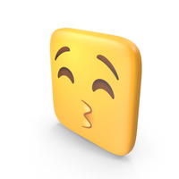 Kissing Face With Smiling Eyes Square Emoji PNG & PSD Images