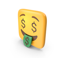 Money Mouth Face Dollar Square Emoji PNG & PSD Images