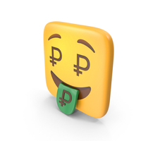 Money Mouth Face Ruble Square Emoji PNG & PSD Images