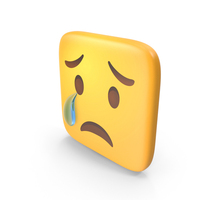 Sad But Relieved Face Square Emoji PNG & PSD Images