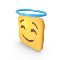 Smiling Face With Halo Square Emoji PNG & PSD Images