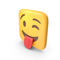 Winking Face With Tongue Square Emoji PNG & PSD Images