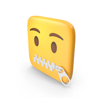 Zipper Mouth Face Square Emoji PNG & PSD Images