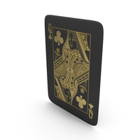 Golden Black Card Queen of Clubs PNG & PSD Images