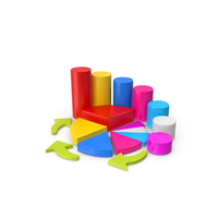 Colorful Bar Graph Round Symbol PNG & PSD Images